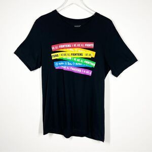 UFC Women Size Large MMA T-Shirt Black We Are All Fighters LGBTQ Pride Equality